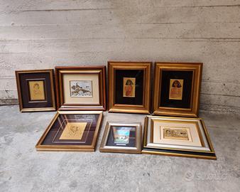 lotto di quadri lastra argento e oro originali '80