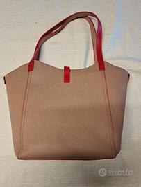 Borsa tote Basile beige con manici e dettagli ross
