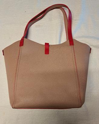 Borsa tote Basile beige con manici e dettagli ross
