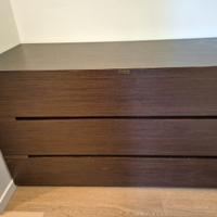 Cassettera, comò in legno color mogano