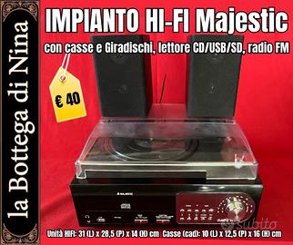 Giradischi Majestic con casse e lettore CD/USB/SD,