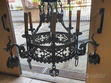 lampadario ferro battuto