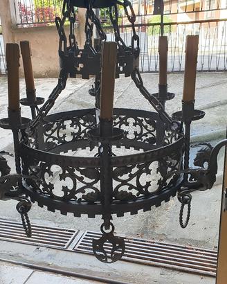 lampadario ferro battuto