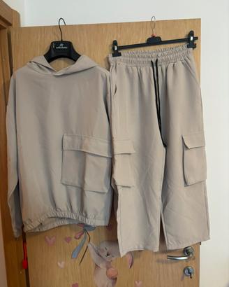 Tuta completa felpa +pantalone cargo uomo XL