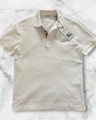 Polo Burberry Bianco – Taglia M Slim Fit