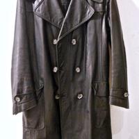 Cappotto Trench pelle nera anni 70 vintage