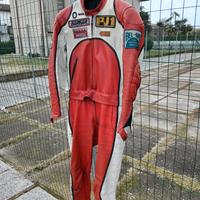 tuta moto in pelle vintage divisibile anni 70
