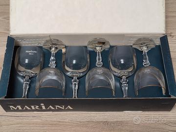 6 Calici Cristallo Bohemia Vintage Oro
 