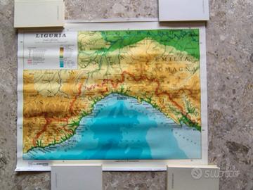 Carta murale fisico politica bifacciale Liguria.