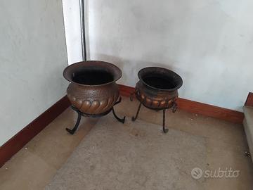 Coppia porta vasi in rame