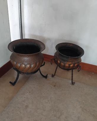 Coppia porta vasi in rame