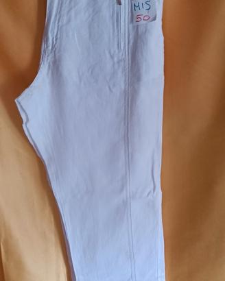 pantaloni uomo Jonny Joy bianchi lino puro mis 50