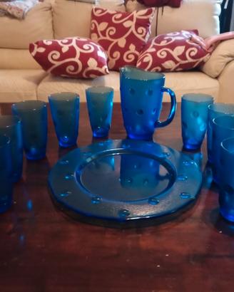 set da tavola in vetro blu