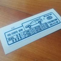 Adesivo Pressione Gomme Honda Integra Type R DC2