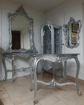 Set mobili barocchi argento testurizzato