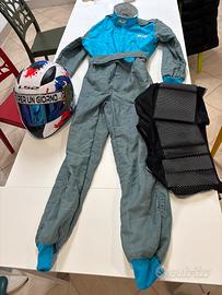 Tuta, casco e paracostole per kart