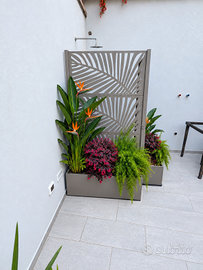 Separé da giardino con fioriera in acciaio