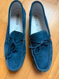 Mocassini in pelle scamosciata blu