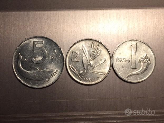 5 lire - 2 lire - 1 lira tutte del 1954 - Collezionismo In vendita a Trento
