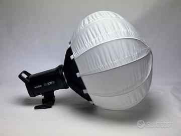 faro fotografico Godox SL100 + parabola + lanterna