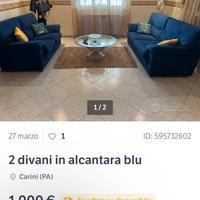 2 divani in alcantara piu tavolo in vetro con vaso
