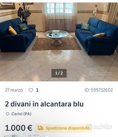 2 divani in alcantara piu tavolo in vetro con vaso