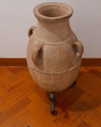ANFORA TERRACOTTA RUSTICA TREPPIEDI FERRO BATTUTO 