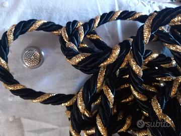 Cordoncino ritorto 8mm Nero e Oro 