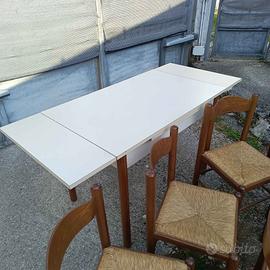 Tavolo allungabile bianco + 6 sedie in legno