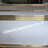 bancone reception bianco oro ovale cannettato