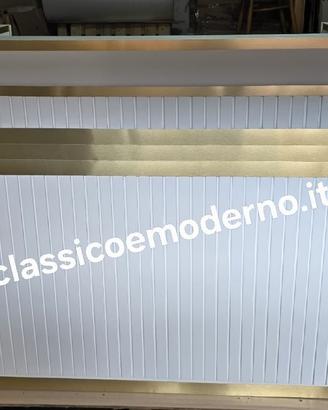 bancone reception bianco oro ovale cannettato
