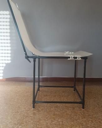 tavolo per Still Life con ripiano in plexiglass