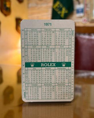 Calendario Rolex Card  Vintage 1971 - 1972