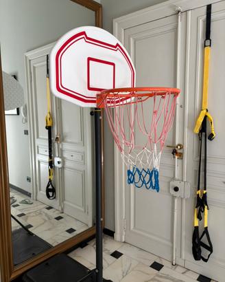 Canestro da basket completo con tabellone e rete