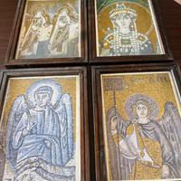 4 Cornici legno antiche con quadro stampa