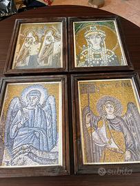 4 Cornici legno antiche con quadro stampa