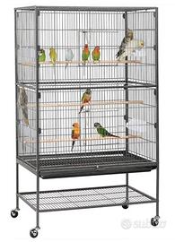 Gabbia Voliera con Ruote + Molti Accessori