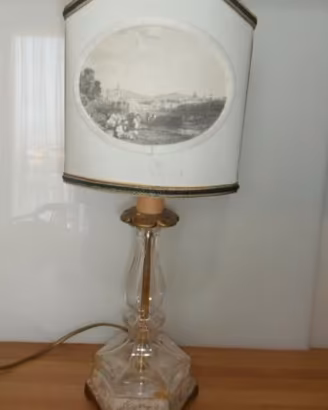 Lampada da tavolo cristallo e legno