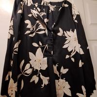 Camicia manica tre quarti nero / panna