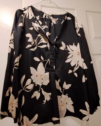 Camicia manica tre quarti nero / panna
