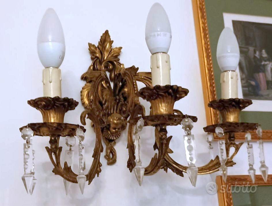 Coppia applique in ottone e gocce cristallo Arredamento e Casalinghi