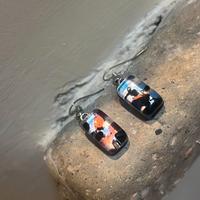 Orecchini in vetro di Murano - blu/nero/rosa