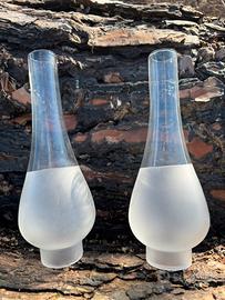 Coppia paralumi in vetro per lampada ad olio