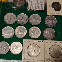 LOTTO 16 MONETE ARGENTO 500 LIRE 1000 LURE