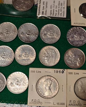 LOTTO 16 MONETE ARGENTO 500 ,1000 LIRE