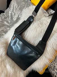 Borsa tracolla nera vera pelle messenger minimal