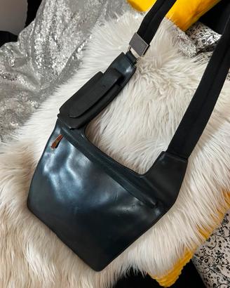 Borsa tracolla nera vera pelle messenger minimal