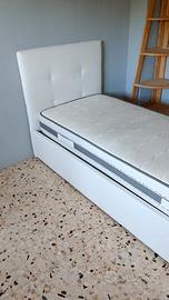 Letto Singolo Bianco in Ecopelle + materasso