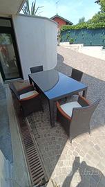 tavolo da giardino 160x90 con 4 poltrone greenwood