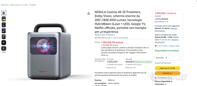 Proiettore Nebula Cosmos 4k SE + ALR Screen 95"